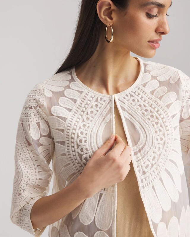 Travelers Collection Embroidered 3/4 Sleeve Jacket - image 4